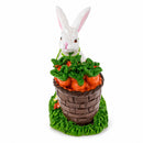 Bunny With Easter Basket Filled With Carrots Tabletop Figurine 3 Inches Tall