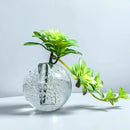 Crystal bubble ball vase with yellow artificial flowers for desk