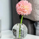 Crystal bubble ball vase with yellow artificial flowers for desk