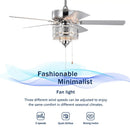 Crystal Ceiling Fan with 5 Reversible Blades and LED Chandelier