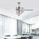 Crystal Ceiling Fan with 5 Reversible Blades and LED Chandelier