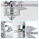 Crystal Ceiling Fan with 5 Reversible Blades and LED Chandelier