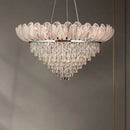 Crystal crown chandelier tiered glass light for living room