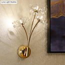 Crystal dandelion gold 3-light wall sconce for living room 110v-120v