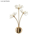 Crystal dandelion gold 3-light wall sconce for living room 110v-120v
