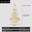 Crystal duplex chandelier gold tiered light for hotel lobby