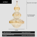 Crystal duplex chandelier gold tiered light for hotel lobby