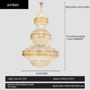 Crystal duplex chandelier gold tiered light for hotel lobby