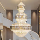 Crystal duplex chandelier gold tiered light for hotel lobby