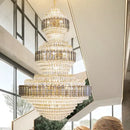 Crystal duplex chandelier gold tiered light for hotel lobby