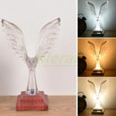 Crystal eagle led table table lamp for bedroom wood base