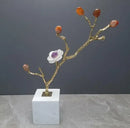 Crystal flower tree sculpture with white marble base living room decor