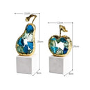 Crystal fruit sculpture set with blue & green glass for living room