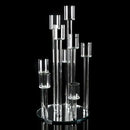 Crystal glass candle holders with teardrop accents for dining room