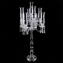 Crystal glass candle holders with teardrop accents for dining room