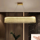 Crystal glass gold pendant chandelier dining room cascading light