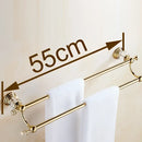 Crystal gold double towel bar bathroom rack
