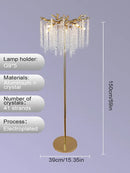 Crystal gold led floor lamp for living room with cascading strands