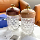 Crystal table lamp with wood lid for bedroom night light