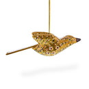6-Inch Long Golden Bird Wooden Christmas Ornament