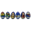 6 Santa with Snowman and Birds Wooden Christmas Ornaments 2.25 Inches