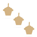 3 Cupcakes with Candles Unfinished Wooden Shapes Craft Cutouts DIY Unpainted 3D Plaques 4 Inches