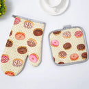 Cupcake print cotton kitchen baking gloves and pot holder set