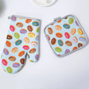 Cupcake print cotton kitchen baking gloves and pot holder set