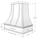 American Walnut Range Hood With Curved Strapped Front and Decorative Trim - 30", 36", 42", 48", 54" and 60" Widths Available