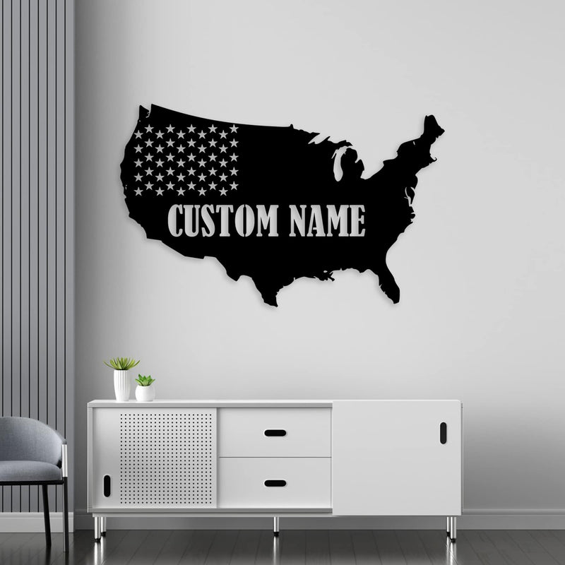 Custom America Map Metal Wall Art