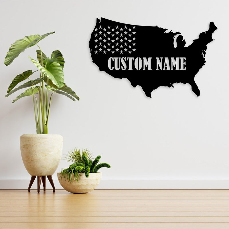 Custom America Map Metal Wall Art