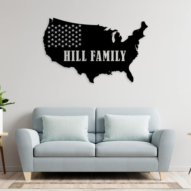 Custom America Map Metal Wall Art