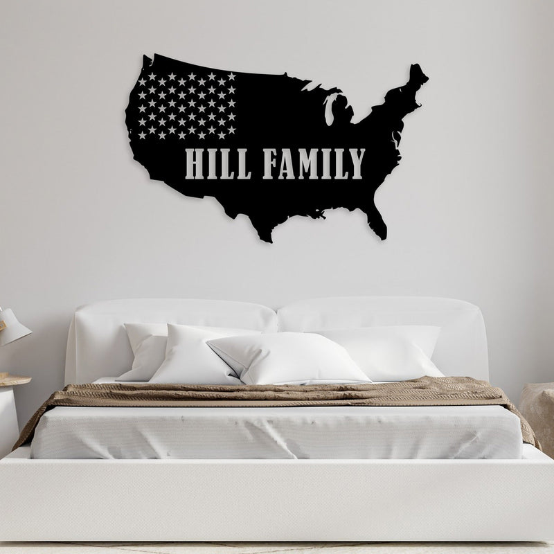 Custom America Map Metal Wall Art