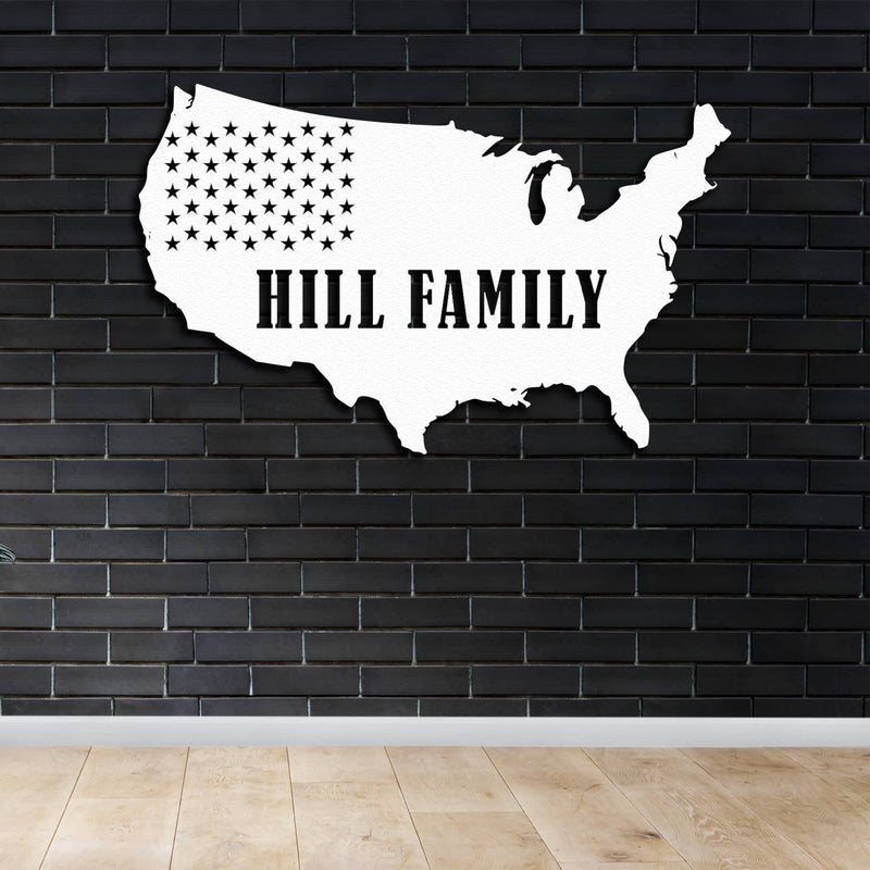 Custom America Map Metal Wall Art