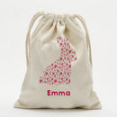 Custom Easter Pink Floral Bunny Drawstring Sack