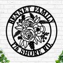 Custom Flowers Metal Sign w Name & Address