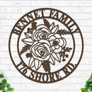 Custom Flowers Metal Sign w Name & Address