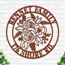 Custom Flowers Metal Sign w Name & Address