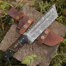 Custom HANDMADE FORGED DAMASCUS Steel Hunting Tracker Fix Blade Knife Full Tang WH 4393