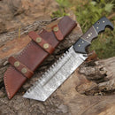 Custom HANDMADE FORGED DAMASCUS Steel Hunting Tracker Fix Blade Knife Full Tang WH 4393