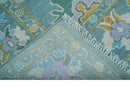 Custom Made Antique Blue Traditional Oushak Design Hand Knotted Wool Area Rug
