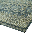 Custom Made Antique Charcoal Blue Transitional Hand Knotted Wool Area Rug