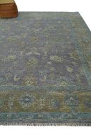 Custom Made Antique look Plum and Brown Hand Knotted Traditional Oushak Wool Area Rug