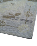 Custom Made Beige And Blue Traditional Turkish Design Hand knotted Wool Rug