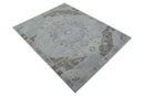 Custom Made Beige And Blue Traditional Turkish Design Hand knotted Wool Rug