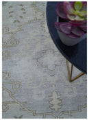 Custom Made Beige And Blue Traditional Turkish Design Hand knotted Wool Rug
