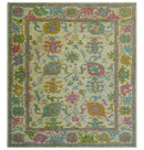 Custom Made Beige And Green Traditional Oushak Design Hand Tufted Wool Rug