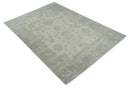 Custom Made Beige and Light Green Hand knotted Traditional Oushak wool Area Rug