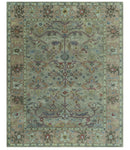 Custom Made Beige and peac Traditional Oushak Design Hand Tufted Wool Rug