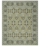 Custom Made Beige, Ivory and Charcoal Traditional Ikat design Hand Tufted wool Area Rug
